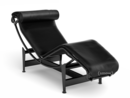 4 Chaise longue à reglage continu, Schwarz matt lackiert, Leder uni schwarz