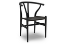 CH24 Wishbone Chair, Buche schwarz lackiert, Geflecht schwarz