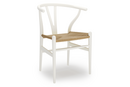 CH24 Wishbone Chair, Buche weiß lackiert, Geflecht natur
