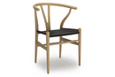 CH24 Wishbone Chair, Eiche geseift, Geflecht schwarz