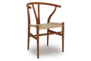 CH24 Wishbone Chair, Nussbaum klar lackiert, Geflecht natur