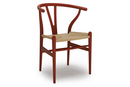 CH24 Wishbone Chair, Buche ziegelrot lackiert, Geflecht natur