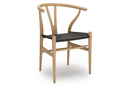 CH24 Wishbone Chair, Buche klar lackiert, Geflecht schwarz