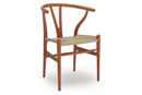 CH24 Wishbone Chair, Mahagoni geölt, Geflecht natur