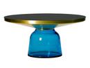 Bell Coffee Table, Messing, klar lackiert, Saphir-blau