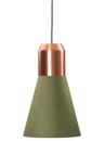 Bell Light Pendant Lamp, Kupfer, Stoff grün, H 35 x ø 32 cm