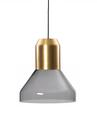 Bell Light Pendant Lamp, Messing, Kristallglas grau, H 23 x ø 35 cm