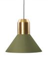 Bell Light Pendant Lamp, Messing, Stoff grün, H 22 x ø 45 cm