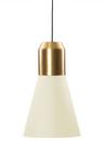 Bell Light Pendant Lamp, Messing, Stoff weiß, H 35 x ø 32 cm