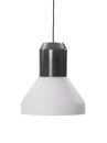 Bell Light Pendant Lamp, Metall grau lackiert, Opalglas weiß, H 23 x ø 35 cm