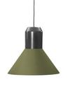 Bell Light Pendant Lamp, Metall grau lackiert, Stoff grün, H 22 x ø 45 cm