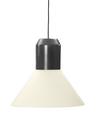 Bell Light Pendant Lamp, Metall grau lackiert, Stoff weiß, H 22 x ø 45 cm