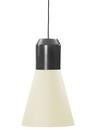 Bell Light Pendant Lamp, Metall grau lackiert, Stoff weiß, H 35 x ø 32 cm