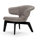 Munich Lounge Chair, Classic Leder grau, schwarz gebeizt