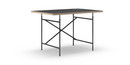 Eiermann Tisch, Linoleum schwarz (Forbo 4023) mit Eichekante, 120 x 80 cm, Schwarz, senkrecht, versetzt (Eiermann 2), 80 x 66 cm