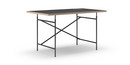 Eiermann Tisch, Linoleum schwarz (Forbo 4023) mit Eichekante, 140 x 80 cm, Schwarz, senkrecht, versetzt (Eiermann 2), 100 x 66 cm