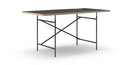 Eiermann Tisch, Linoleum schwarz (Forbo 4023) mit Eichekante, 160 x 80 cm, Schwarz, senkrecht, versetzt (Eiermann 2), 100 x 66 cm