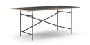 Eiermann Tisch, Linoleum schwarz (Forbo 4023) mit Eichekante, 180 x 90 cm, Schwarz, senkrecht, versetzt (Eiermann 2), 135 x 66 cm