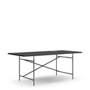 Eiermann Tisch, Linoleum schwarz mit schwarzer Kante (Forbo 4023), 200 x 90 cm, Schwarz, senkrecht, versetzt (Eiermann 2), 135 x 78 cm