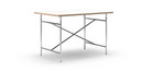 Eiermann Tisch, Melamin weiß mit Eichekante, 120 x 80 cm, Chrom, senkrecht, mittig (Eiermann 2), 100 x 66 cm