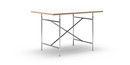 Eiermann Tisch, Melamin weiß mit Eichekante, 120 x 80 cm, Chrom, senkrecht, mittig (Eiermann 2), 80 x 66 cm
