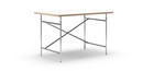 Eiermann Tisch, Melamin weiß mit Eichekante, 120 x 80 cm, Chrom, senkrecht, versetzt (Eiermann 2), 100 x 66 cm