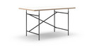 Eiermann Tisch, Melamin weiß mit Eichekante, 140 x 80 cm, Schwarz, senkrecht, versetzt (Eiermann 2), 100 x 66 cm