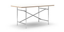 Eiermann Tisch, Melamin weiß mit Eichekante, 160 x 80 cm, Chrom, schräg, mittig (Eiermann 1), 110 x 66 cm