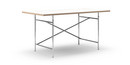 Eiermann Tisch, Melamin weiß mit Eichekante, 160 x 80 cm, Chrom, schräg, versetzt (Eiermann 1), 110 x 66 cm