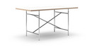 Eiermann Tisch, Melamin weiß mit Eichekante, 160 x 80 cm, Chrom, senkrecht, mittig (Eiermann 2), 100 x 66 cm