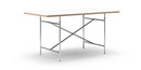 Eiermann Tisch, Melamin weiß mit Eichekante, 160 x 80 cm, Chrom, senkrecht, mittig (Eiermann 2), 100 x 66 cm