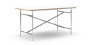 Eiermann Tisch, Melamin weiß mit Eichekante, 160 x 80 cm, Chrom, senkrecht, mittig (Eiermann 2), 135 x 66 cm