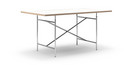 Eiermann Tisch, Melamin weiß mit Eichekante, 160 x 90 cm, Chrom, senkrecht, mittig (Eiermann 2), 100 x 66 cm