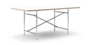 Eiermann Tisch, Melamin weiß mit Eichekante, 180 x 90 cm, Chrom, schräg, mittig (Eiermann 1), 110 x 66 cm