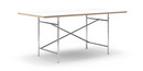 Eiermann Tisch, Melamin weiß mit Eichekante, 180 x 90 cm, Chrom, schräg, versetzt (Eiermann 1), 110 x 66 cm