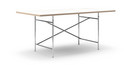 Eiermann Tisch, Melamin weiß mit Eichekante, 180 x 90 cm, Chrom, schräg, versetzt (Eiermann 1), 110 x 66 cm