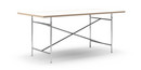 Eiermann Tisch, Melamin weiß mit Eichekante, 180 x 90 cm, Chrom, senkrecht, mittig (Eiermann 2), 135 x 66 cm