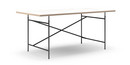 Eiermann Tisch, Melamin weiß mit Eichekante, 180 x 90 cm, Schwarz, senkrecht, versetzt (Eiermann 2), 135 x 78 cm