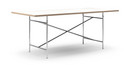 Eiermann Tisch, Melamin weiß mit Eichekante, 200 x 90 cm, Chrom, senkrecht, mittig (Eiermann 2), 135 x 66 cm