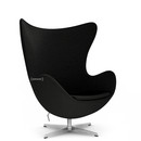 Egg Chair, Christianshavn, Christianshavn 1175 - Black Uni, Satingebürstetes Aluminium , Ohne Fußhocker