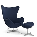 Egg Chair, Christianshavn, Christianshavn 1155 - Dark blue, Satingebürstetes Aluminium, Mit Fußhocker