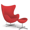 Egg Chair, Divina, Divina 623 - Red, Satingebürstetes Aluminium , Mit Fußhocker