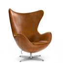 Egg Chair, Leder Grace, Walnut, Satingebürstetes Aluminium, Ohne Fußhocker