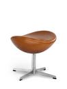 Egg Footstool, Leder Grace, Walnut, Satingebürstetes Aluminium