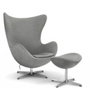Egg Chair, Hallingdal 65, 130 - Grey, Satingebürstetes Aluminium , Mit Fußhocker