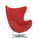 Egg Chair, Hallingdal 65, 674 - Red, Satingebürstetes Aluminium, Ohne Fußhocker
