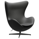 Egg Chair, Leder Essential, Black, Black, Ohne Fußhocker