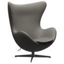 Egg Chair, Leder Essential, Lava, Black, Ohne Fußhocker