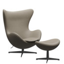 Egg Chair, Leder Essential, Light grey, Black, Mit Fußhocker