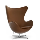 Egg Chair, Leder Essential, Walnut, Satingebürstetes Aluminium, Ohne Fußhocker